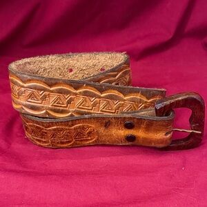 Brown Embossed Leather Belt - Men’s